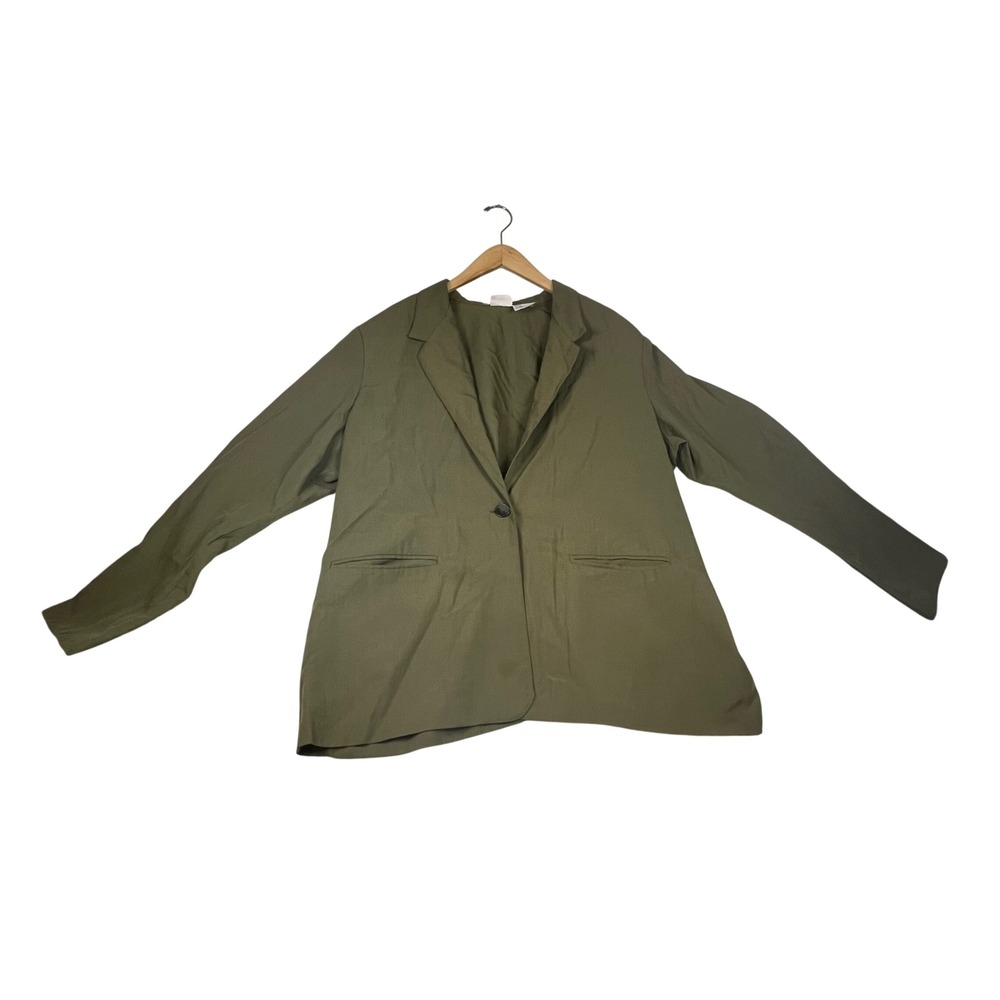 Bobbie Brooks Woman Olive Green Single Button Blazer Plus Size 18W/20W